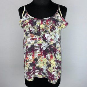 Hang Tan Juniors M Patterned Ruffle Front Rayon Tank Top Summer Beach Casual